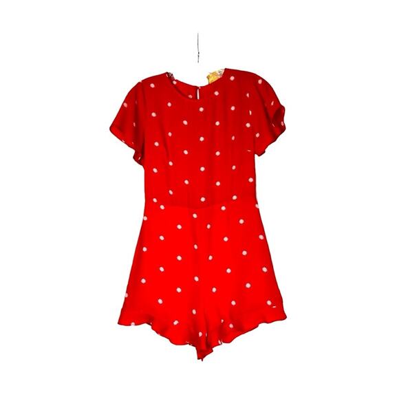 London Rose Romper Womens Size S Red Ruffled Shorts Lined Sweetheart Babydoll - Picture 1 of 8